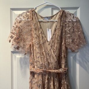 Baltic Born Women's Floral Embroidered Dress - Tan